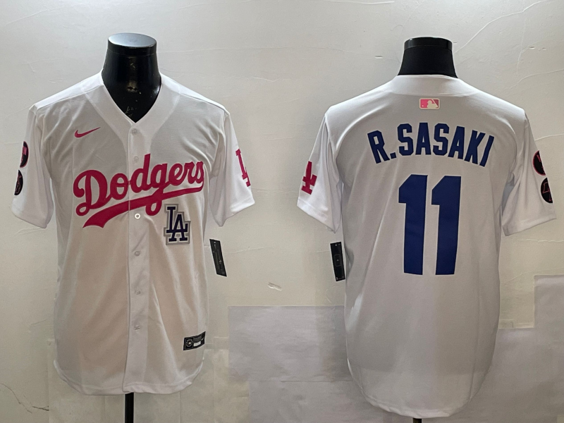 Men Los Angeles Dodgers #11 R Sasaki white 2025 MLB nike jersey style 9